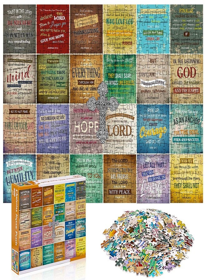 Civaner 500 Piece Christian Puzzles for Adults Bible Sunflower Religious Jigsaw Puzzles for Adults Elderly Seniors Inspirational Gifts for Church Easter Mother's Day(Bible Verse) - Image 1
